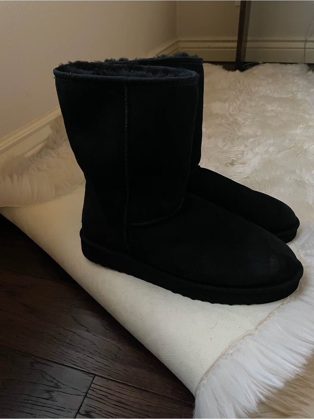 Vintage | rare UGG Australia suede sheepskin lined men's black shearling boots